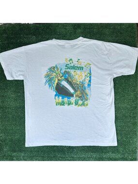 Vintage 90s Salem Cigarettes Mardi Gras 1992 T-Shirt White XL Single Stitch Jazz